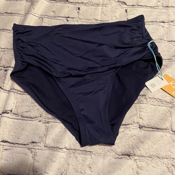 Kona Sol Navy Swim High Rise Bottom, Size M, NWT - Picture 2 of 5